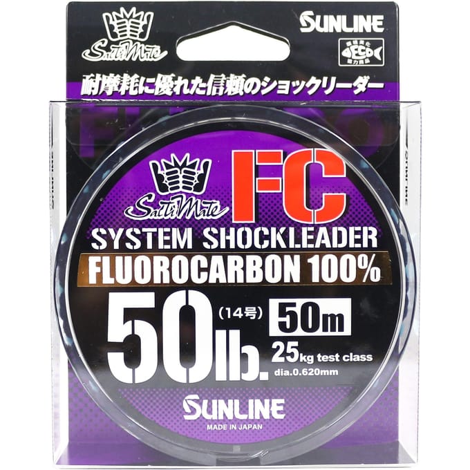 Sunline Fluorocarbon Leader Système d'eau salée Shock Leader 50 m 50 lb (9215) pur