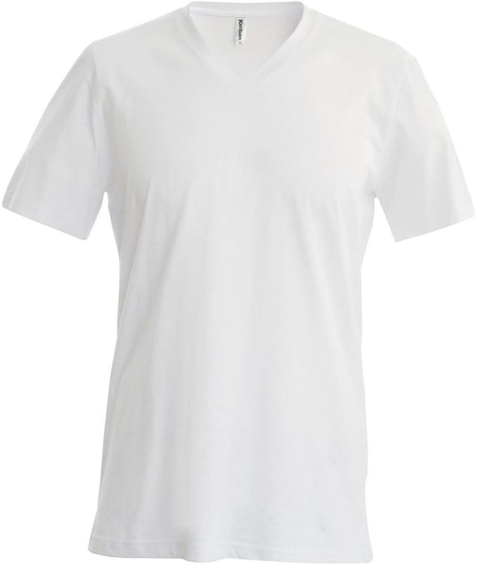 Kariban Heren Korte Mouw V Hals Slim Fit T-Shirt (Wit)