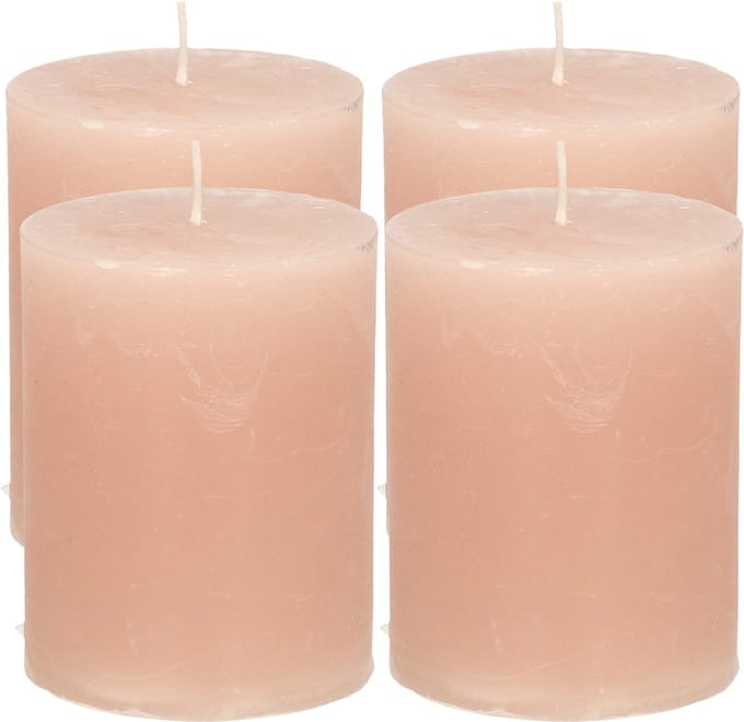 Atmosphera Stompkaars - 4x - taupe - 7 x 9 cm - cilinderkaars - middel rustiek model