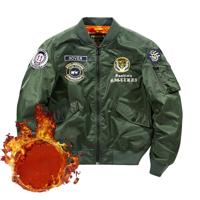 Veste de vol brodée en coton épais de Tough Guy American Clothing L black