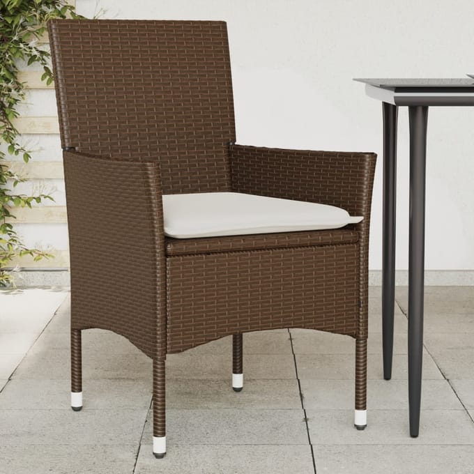 vidaXL - Tuinstoelen - 2 - st - met - kussens - poly - rattan - bruin