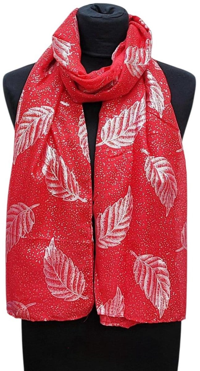 Lange Dunne Sjaal - Rood/Zilver - 180 x 70 cm (12711A#)