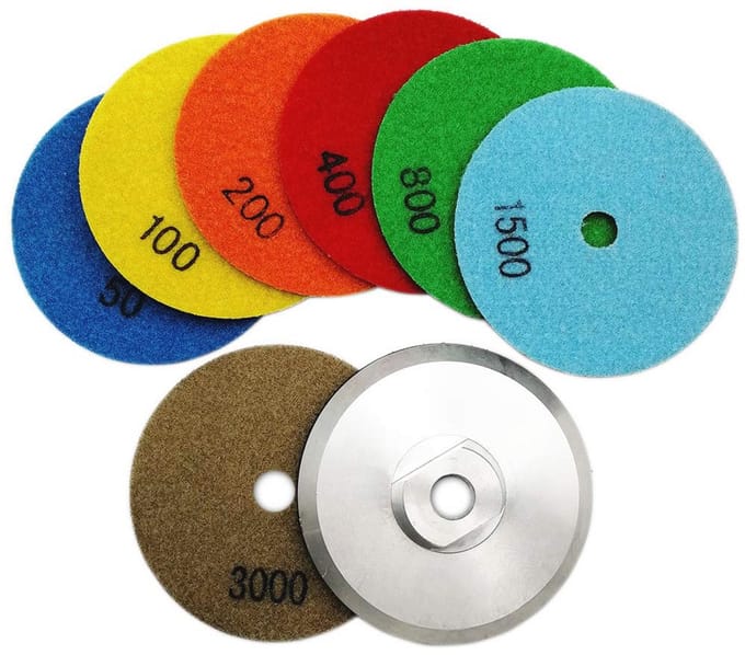 Diamant polijstpads 100 mm - 7 stuks voor graniet, marmer en steen