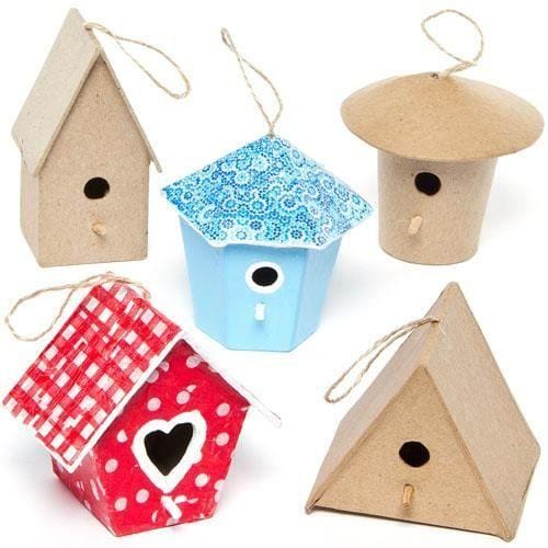 vogelhuisjes 7 cm papier-machÃ© blank 6 stuks