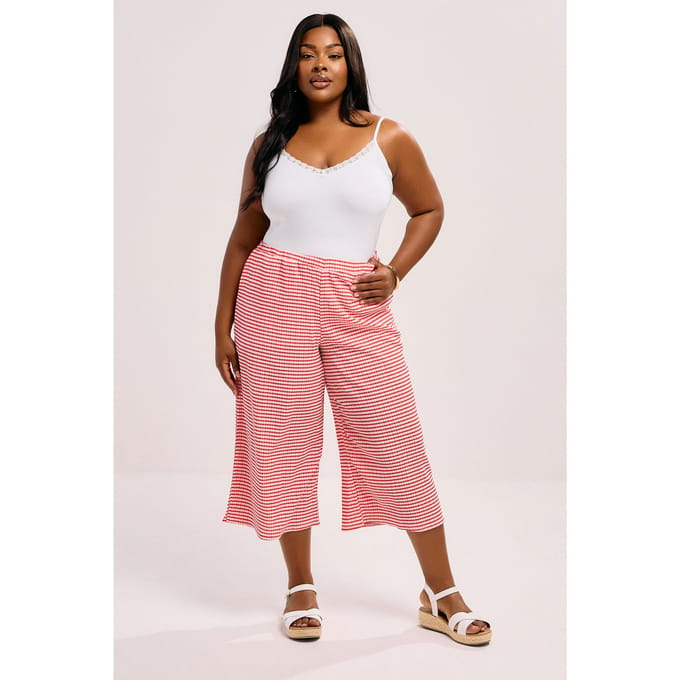 Yours Rode Gingham Getextureerde Midaxi Culottes Size 42