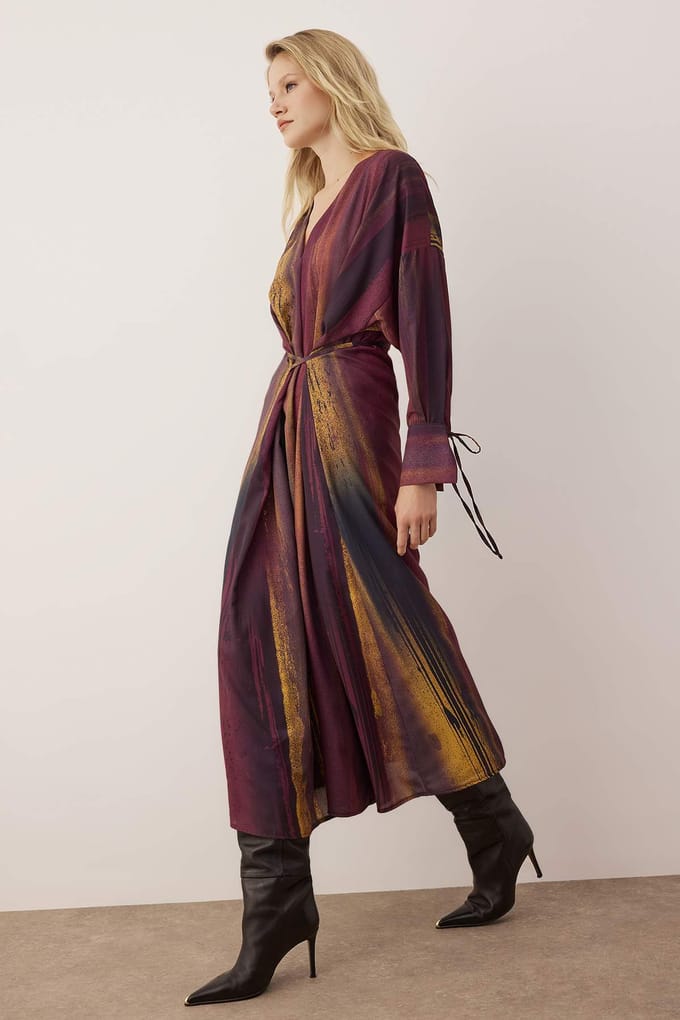 Damesjurk Lila Abstrakt Maxi Lange Casual Shift Jurk