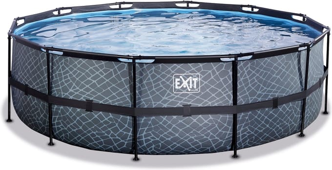 EXIT Stone Frame Zwembad ø450 - Opzetzwembad - met Filterpomp - Rond - Grijs