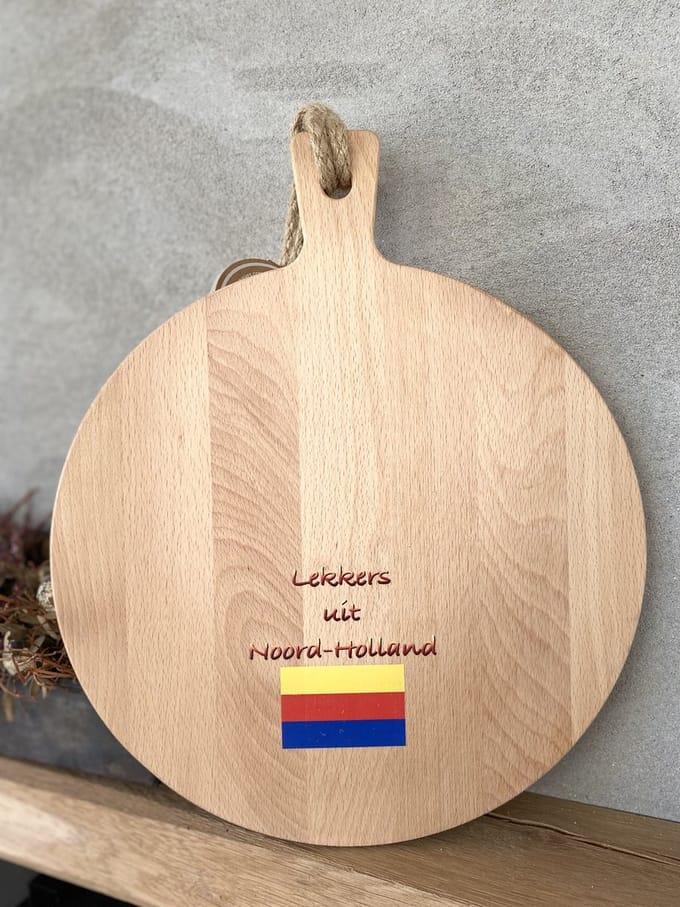 Creaties van Hier - serveerplank - Lekkers uit Noord-Holland - 30 cm - hout