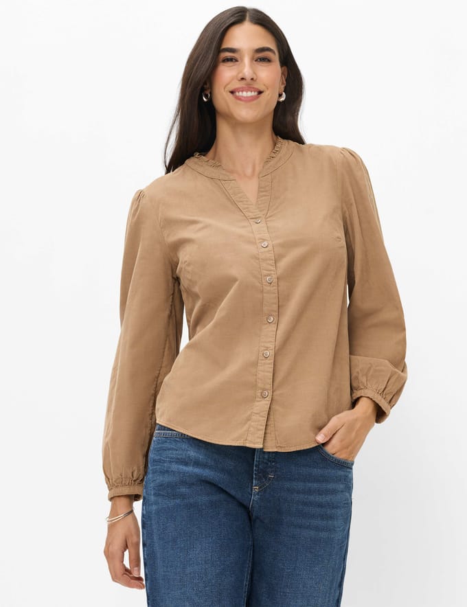 Brax Dames Blouse  Style VIOLET walnut, beige, maat 34