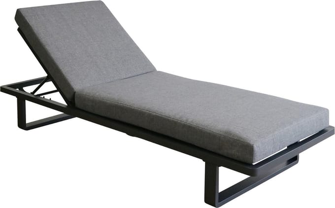Ligbed Sint Maarten | met kussen | Black | Aluminium & Textileen