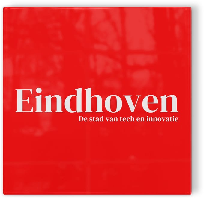 Tegeltje Eindhoven Stad van tech en innovatie - rood wit - tegeltje stad - tegeltje met tekst
