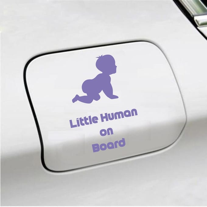 Bumpersticker - Little Human On Board - 10 X 15 - Paars