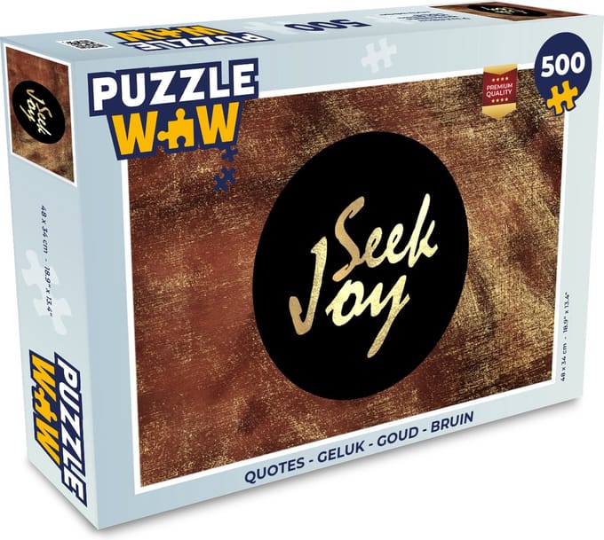 Puzzel Quotes - Geluk - Goud - Bruin - Legpuzzel - Puzzel 500 stukjes