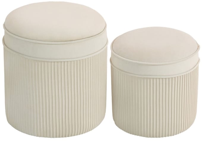 MODFU Poef set van 2 met opbergruimte 36x36x41,5 cm polyester, gestoffeerd, crème wit