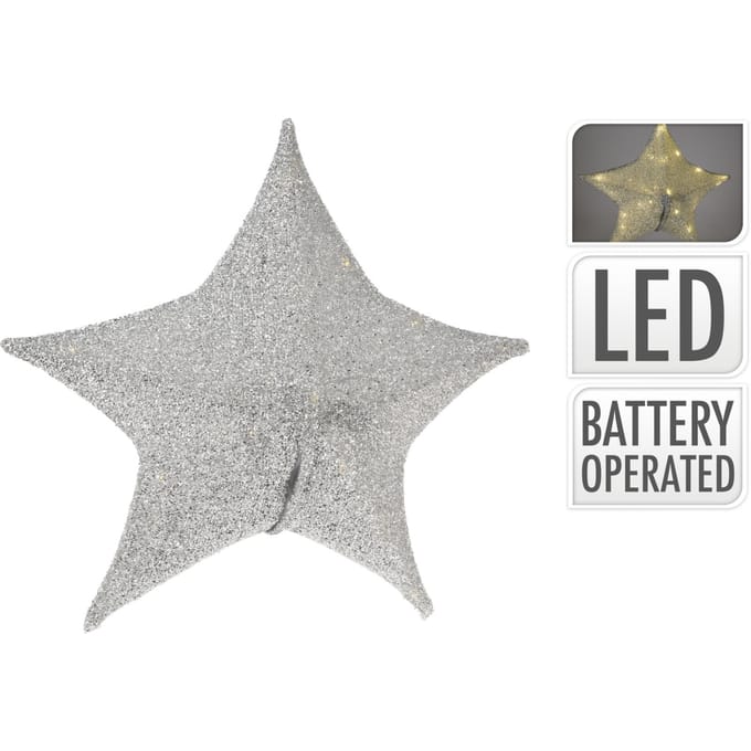 Kerstster van Stof met 30 LEDs 50 cm Kleur Zilver