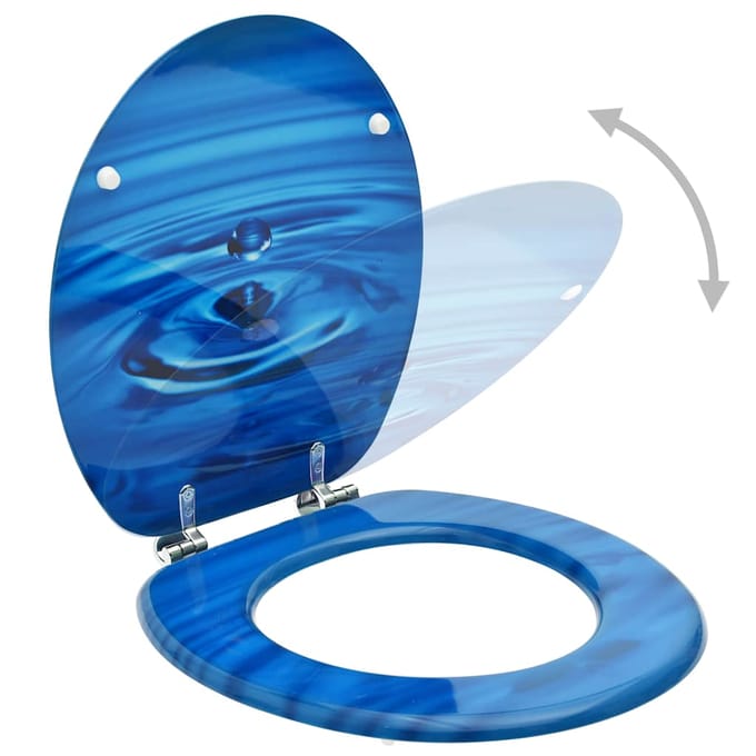 vidaXL - Toiletbrillen - met - deksel - 2 - st - waterdruppel - MDF - blauw