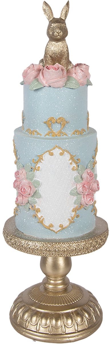 Clayre & Eef Decoratie Beeld Taart Ø 12x37 cm Blauw Kunststof