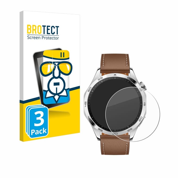 BROTECT - Glas Screenprotector voor Huawei Watch GT 4 (46mm) - Gehard Beschermglas 9H 3 Stuks