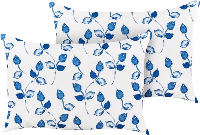 TORBORA - Tuinkussen set van 2 - Blauw/Wit - 40 x 60 cm - Polyester