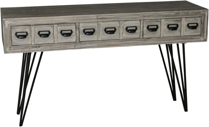 PTMD Earleen houten wit grijze bijzettafel - 140 cm
