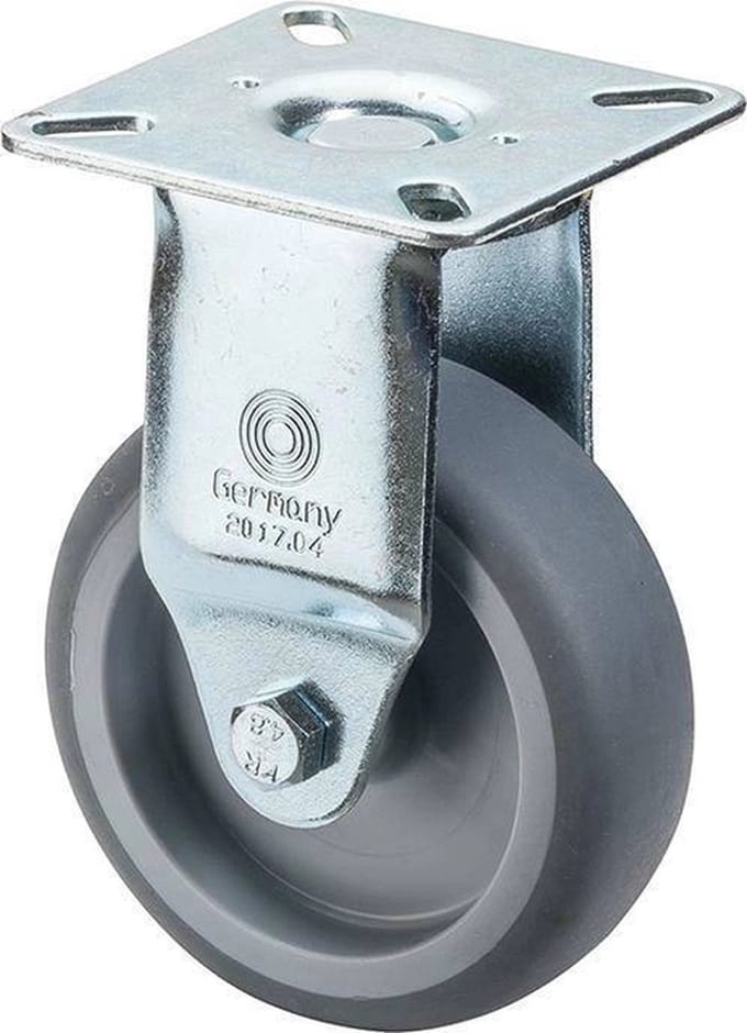 Bokwiel 100mm Rubber Grijs
