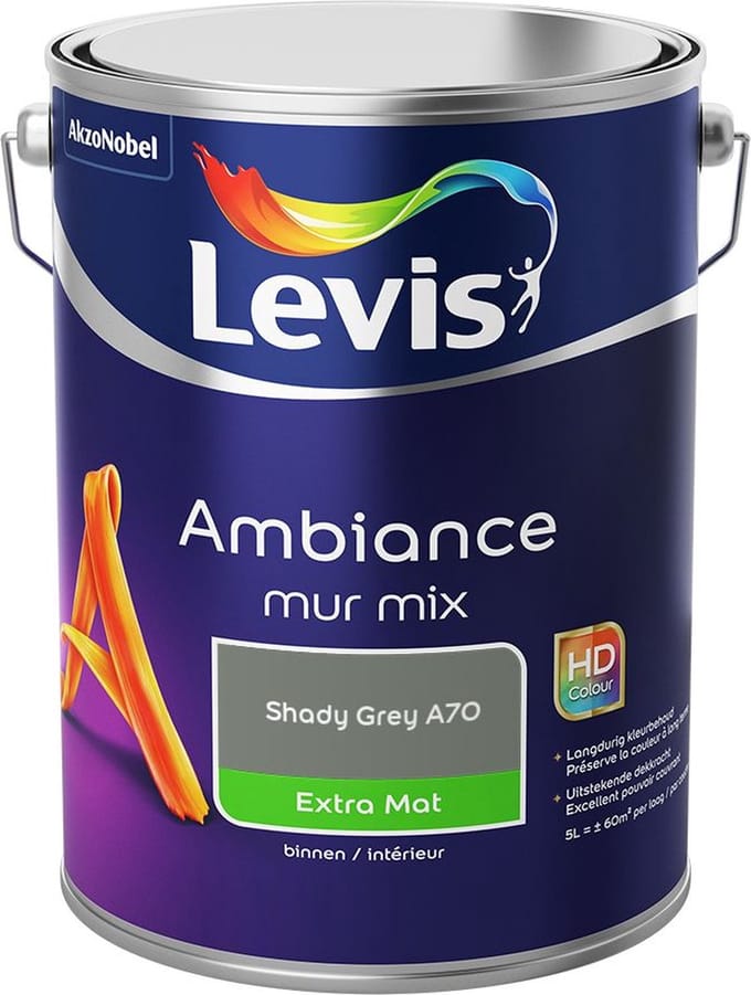 Levis - Ambiance Mur Extra Mat Mix - Shady Grey A70 - Mengverf - 5 L
