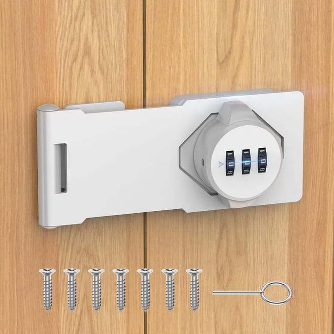 Combinatie Deurslot - Wachtwoord Vergrendeling - Kast Deur Beveiliging - Toegangscode Ontgrendelen - 10.2 x 5.1 cm - Wit