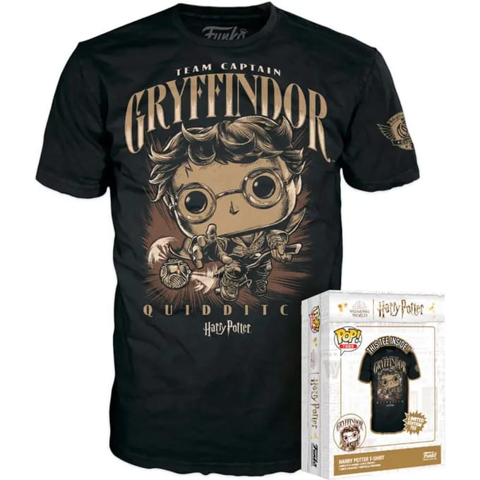 Funko Harry Potter Unisex Tshirt -L- Quidditch Harry Zwart