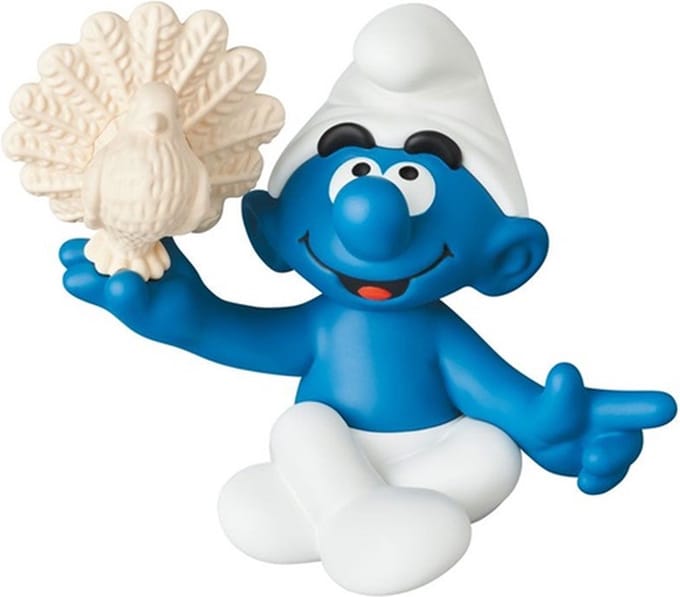 Medicom en de Smurfen -Smurf met Witte Duif - Verzamelobject op blister - 8 cm