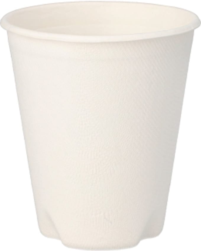 12 Bekers van suikerriet pure 0,2 l Ø 8 cm · 9,1 cm wit voor warme dranken