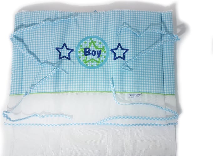 ANEL - hoofdbeschermer - klein - Boy -  geruit - safety vent. - Blauw - 60x40cm