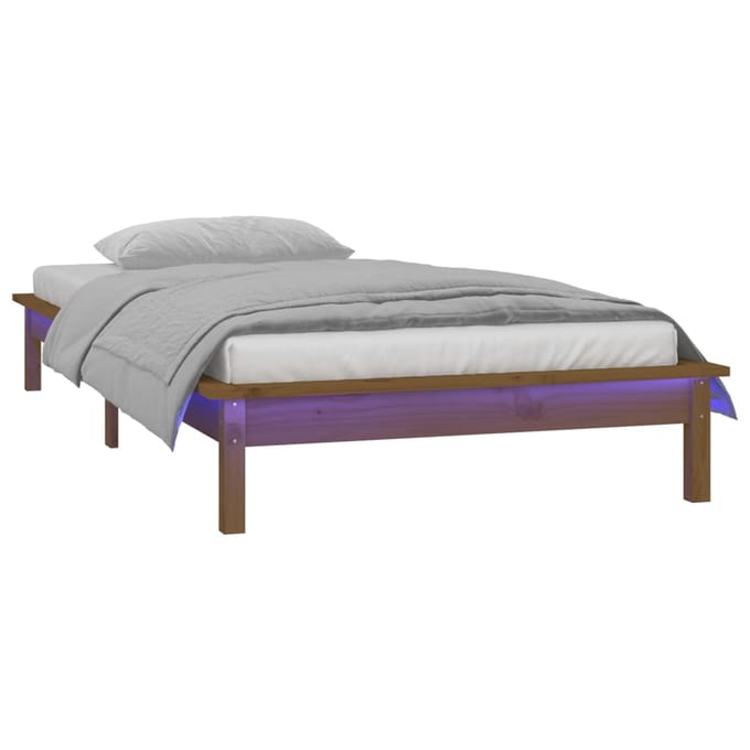 vidaXL - Bedframe - LED - massief - hout - honingbruin - 100x200 - cm