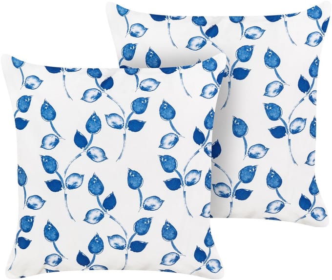 TORBORA - Tuinkussen set van 2 - Blauw/Wit - 45 x 45 cm - Polyester