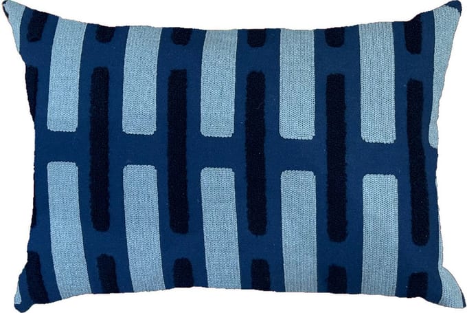 by Mooss - Sierkussen 55 x 35 cm - Katoen - Gestreept - Blauw - Inclusief binnenkussen