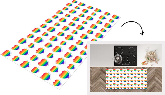 Keukenloper - Loper keuken - Love - Pride - Sjabloon - 120x60 cm - Keukenloper vinyl
