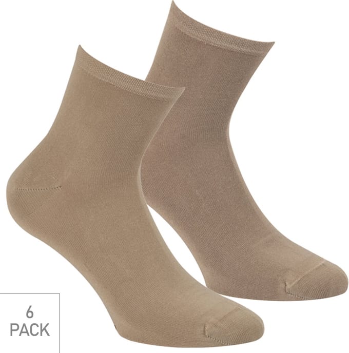 Boru Bamboo - 6-Pack - Quarter Sokken - Bamboe - Naadloos - Heren / Dames - beige - 40-46 - 2302