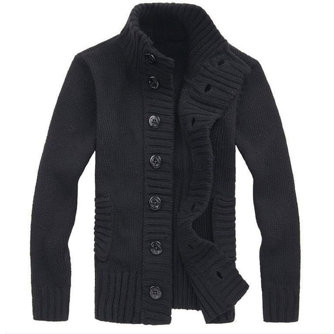 Vest Heren Trui Gebreide Trui Eenvoudig Casual Met Knopen Plus Size Herenjas M black