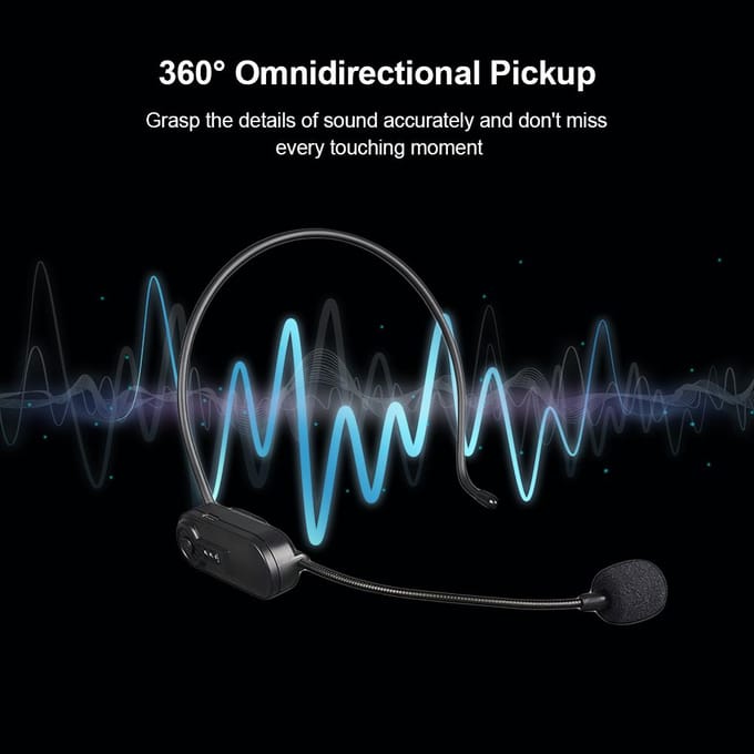 UHF Draadloze Microfoon Headset Microfoonsysteem 50M Effectieve Transmissie Ingebouwde Batterij 3.5mm TRRS zwart
