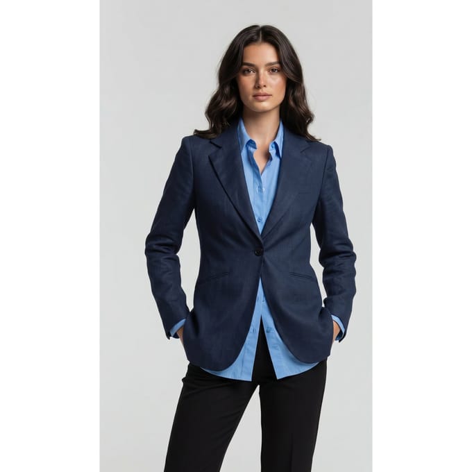 Brooks Brothers Jacket Linen Indigo Größe: XL | Blazer Outlet | Damen | Blau