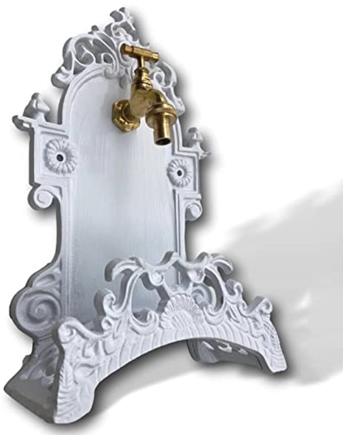 Aluminium Tuinslanghouder met Kraan - Antieke Stijl - 39cm