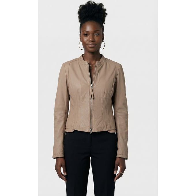 DNA Amsterdam Michela Taupe Größe: 4 | Lederjacken Outlet | Damen | Schwarz