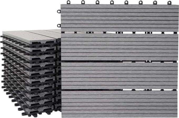 WPC hout vloertegel 11 stuks (grijs)