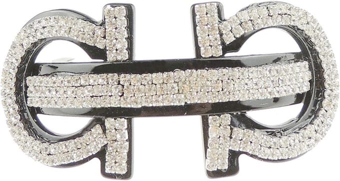 Glanzende Zwarte Haarclip met Kristallen voor Dames - 8.5 cm