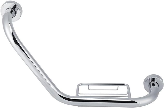 Badkamer handgreep - Douche steun - Veilig douchen - Met zeephouder - 51 cm lang - Zilver