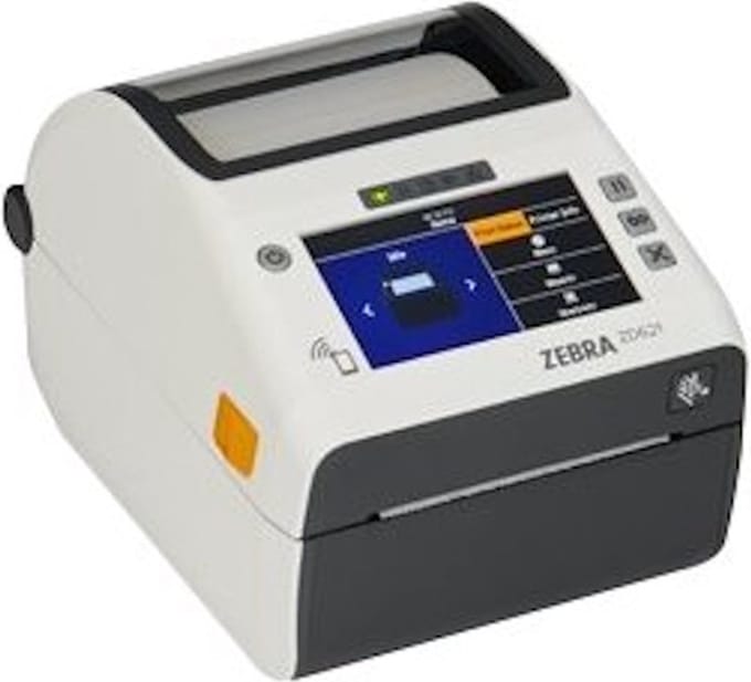 Zebra ZD621d Healthcare, 8 dots/mm (203 dpi), disp. (kleur), RTC, USB, USB Host, RS232, BT (BLE), Ethernet, wit