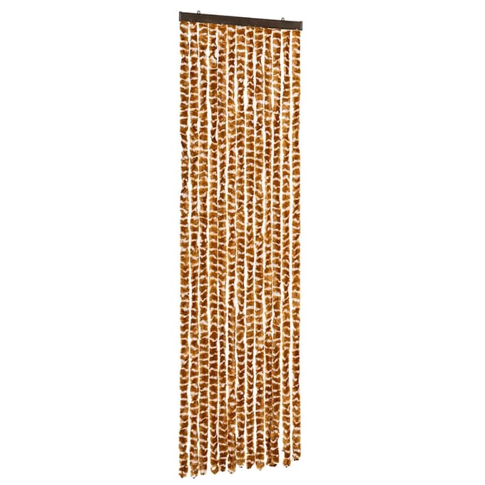 vidaXL - Vliegengordijn - 56x185 - cm - chenille - oker - en - wit