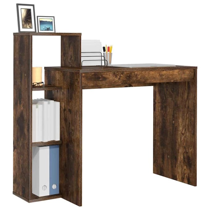 vidaXL - Bureau - Rook - Eiken - Bewerkt - hout - 100 - x - 40 - x - 90 - cm