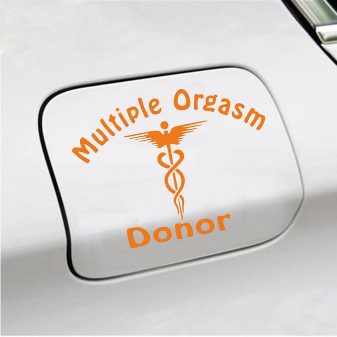 Bumpersticker - Multiple Orgasm Donor - 11,1 X 14,8 - Oranje