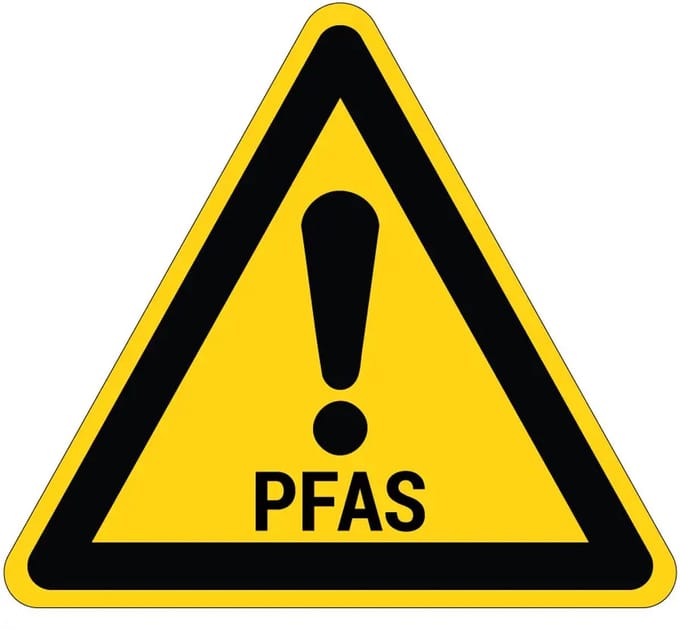PFAS waarschuwingssticker | 10 cm