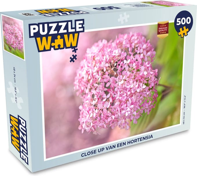 Puzzel Close up van een hortensia - Legpuzzel - Puzzel 500 stukjes